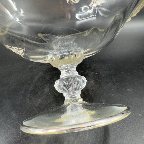 1950s HEISEY ORCHID Footed Pedestal Dish Bowl Silver Overlay Manganese 365nm UV - Picture 11 of 16